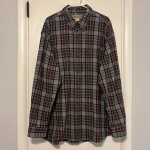 Duluth Trading Co Men's Gray Plaid Free Swinging Flannel Button-Down Shirt XL